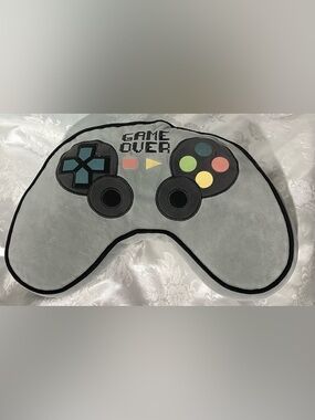 Game Controller Plush Pillow Gamer Room Decor Video Game Cushion Gray Soft
